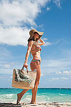 女人,海滨游泳手提袋,石榴汁糖浆,岛屿