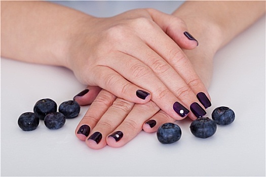 蓝莓,美女,指甲