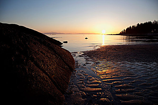 海滩,日落,溪流,省立公园,海峡,乔治亚,阳光,海岸,加拿大