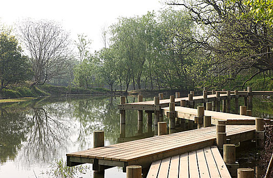 杭州西溪湿地,廊桥,春天