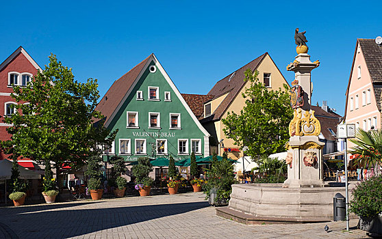 市场,喷泉,中间,弗兰克尼亚,巴伐利亚,德国,欧洲