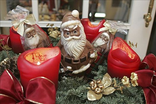 联邦德国,曼海姆,巧克力,圣诞老人,降临节花环