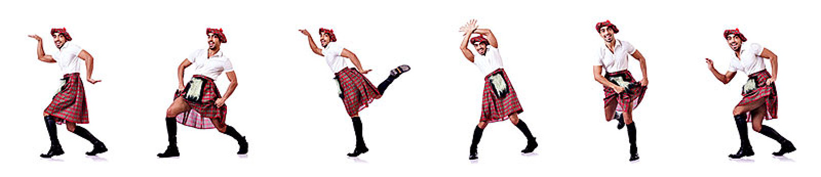 苏格兰人,男人,跳舞,白色背景