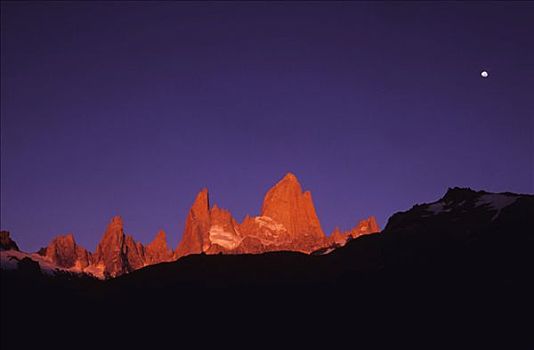 攀升,日出,巴塔哥尼亚,阿根廷