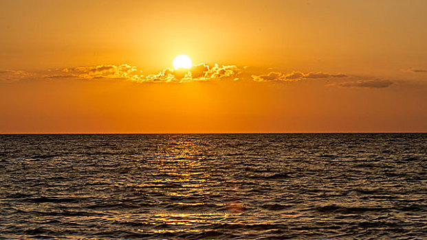漂亮,橙色,日落,上方,海湾地区,墨西哥,玛丽亚,岛屿,佛罗里达,大幅,尺寸