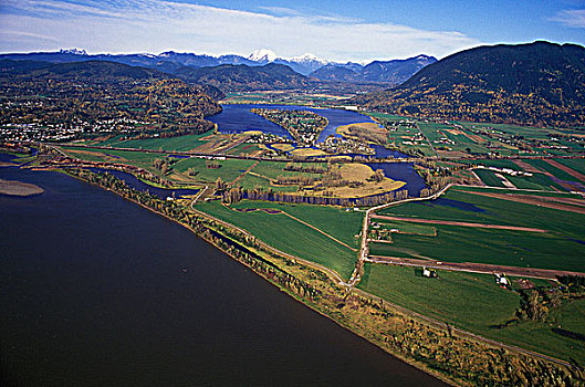 俯视,湖,弗雷泽河,不列颠哥伦比亚省,加拿大