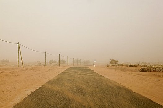 沙暴,途中,户外,德拉河谷,撒哈拉沙漠,摩洛哥