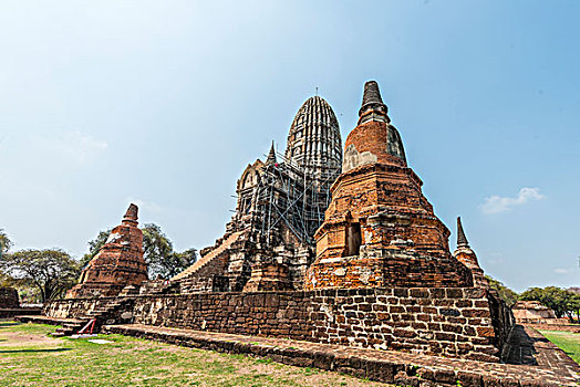 庙宇,修复,寺院,大城府,泰国,亚洲
