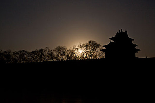 北京,故宫,角楼,落日,辉煌,神秘,建筑,遗产,皇宫,天空