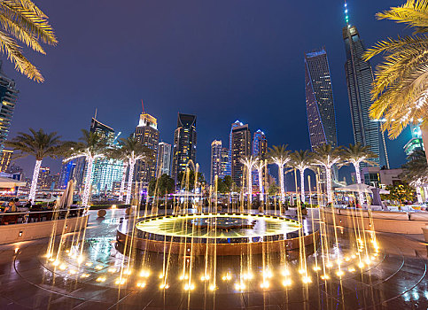 光亮,夜晚,照片,迪拜,码头,阿联酋,亚洲
