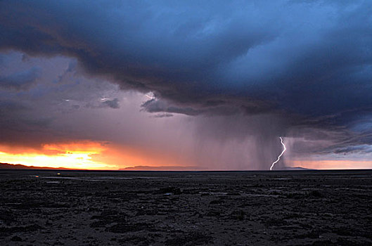 雷雨天气,雨,闪电,日落,高原,玻利维亚,南美