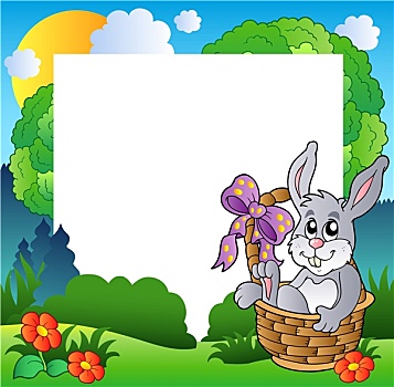 复活节,框,兔子,篮子