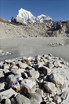 冰河,湖,萨加玛塔国家公园,尼泊尔