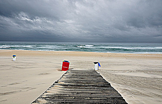 孤单,风吹,海滩,冬天,葡萄牙