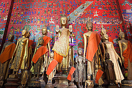 老挝,琅勃拉邦,寺院,皮质带,丧葬,佛像