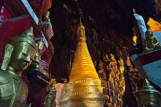 塔,佛教,雕塑,室内,宾德雅,洞穴,掸邦,缅甸,大幅,尺寸