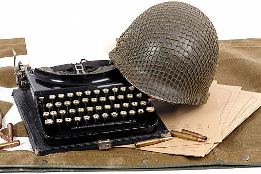 美军,头盔,第二次世界大战,老,打字机