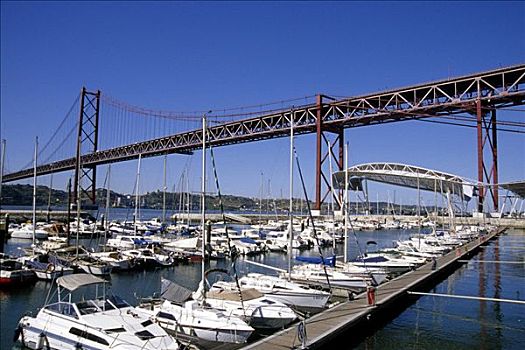 码头,河边,帆船,背影,吊桥,里斯本,葡萄牙,欧洲