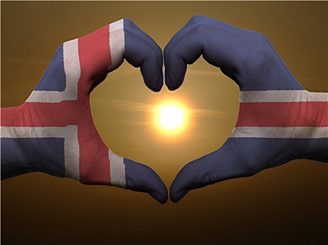 心形,喜爱,手势,彩色,冰岛,旗帜