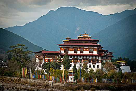 普那卡宗,冬天,住宅,中心,不丹,普那卡