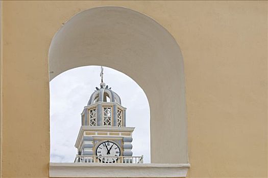 钟楼,教堂,锡拉岛,希腊