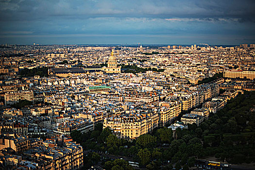 风景,看,东方,日落,上面,埃菲尔铁塔,巴黎,法国