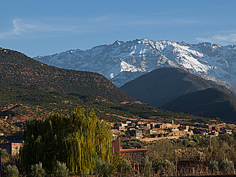 城镇,山谷,阿特拉斯山脉,摩洛哥
