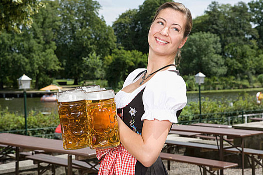 传统,衣着,德国人,女人,啤酒,啤酒坊
