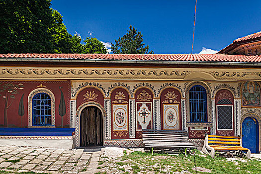 保加利亚,中心,山,寺院,建造,壁画,著名,油漆工,户外