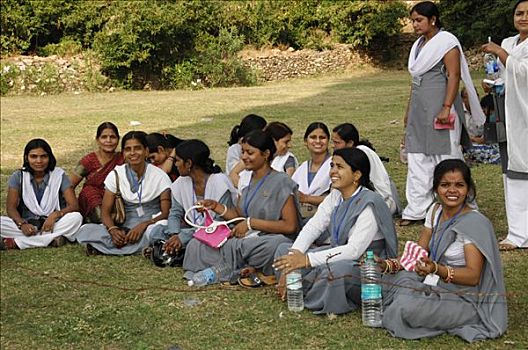 年轻,印度女人,学生,公园,靠近,拉贾斯坦邦,北印度,亚洲