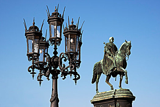 骑士纪念碑,国王,剧院,广场,德累斯顿,萨克森,德国,欧洲
