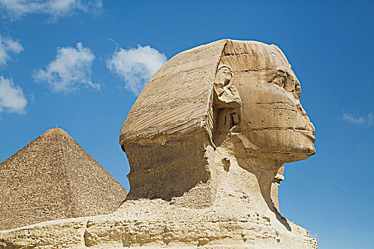 狮身人面像,前景,基奥普斯金字塔,背景,吉萨金字塔,埃及