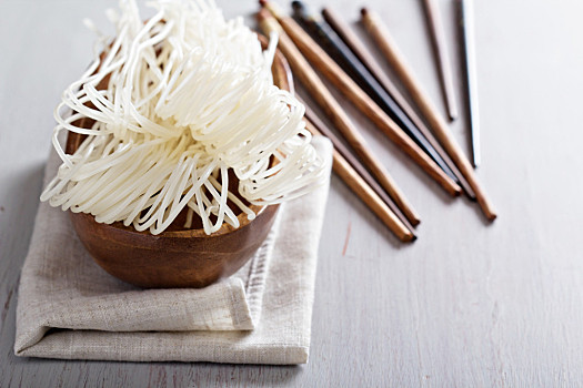 干燥,生食,米线,碗,木碗