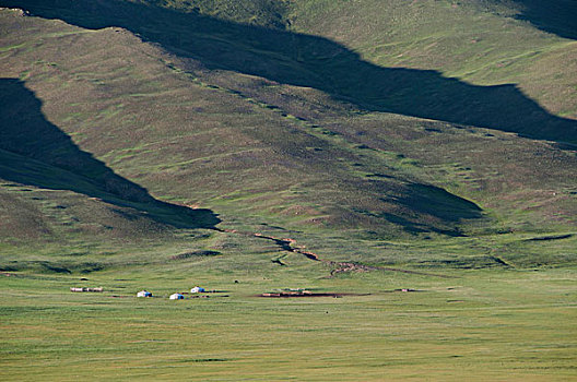 蒙古,湖,蒙古包,草原