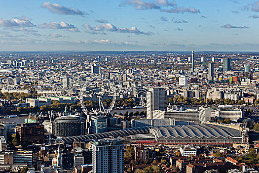 俯视,航拍,伦敦,首都,城市,摩天大楼,建筑,伦敦眼,远景