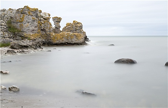 海蚀柱,海洋,哥特兰岛,瑞典