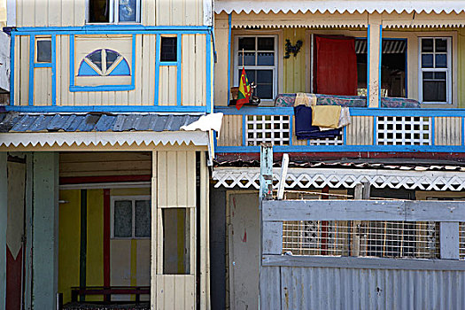 格林纳达,彩色,木料,家,褶皱,屋顶,蓝色,白色,上漆