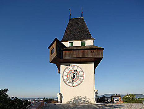钟表,塔,城堡山,城堡丘陵,格拉茨,施蒂里亚,奥地利,欧洲