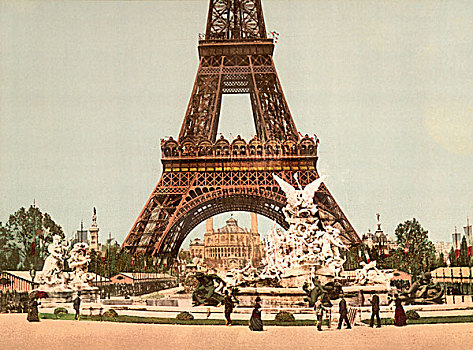 埃菲尔铁塔,喷泉,展示,巴黎,法国,建筑,历史