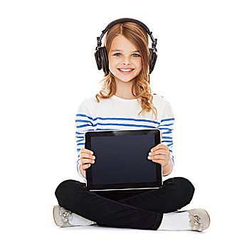 音乐,科技,购物,概念,孩子,耳机,展示,平板电脑