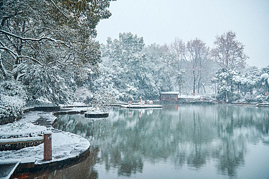 湖南省开福区烈士公园冬季雪景