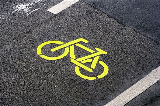 黄色,自行车,象征,小路
