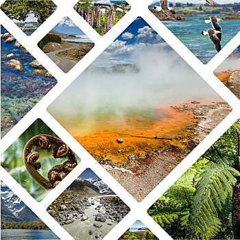抽象拼贴画,新西兰,图像,旅行,背景,照片