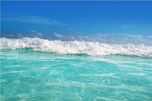 蓝绿色,波浪,加勒比海,水,泡沫