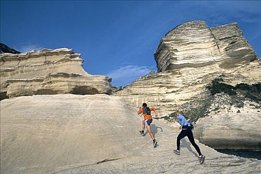 越野跑,博尼法乔,科西嘉岛,法国,欧洲