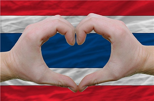 心形,喜爱,手势,展示,上方,旗帜,泰国
