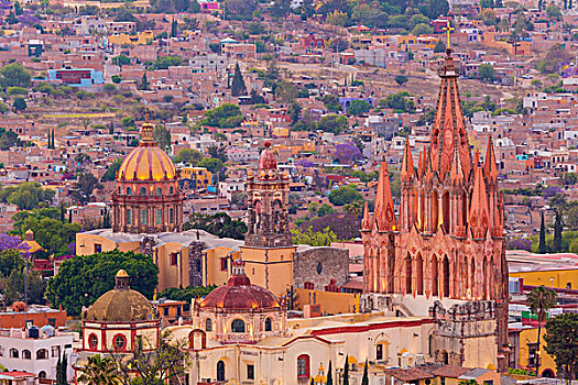 墨西哥,圣米格尔,俯视,教堂,城市,画廊