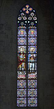 窗户,大教堂,圣玛丽亚大教堂,巴塞罗那,加泰罗尼亚,西班牙,欧洲