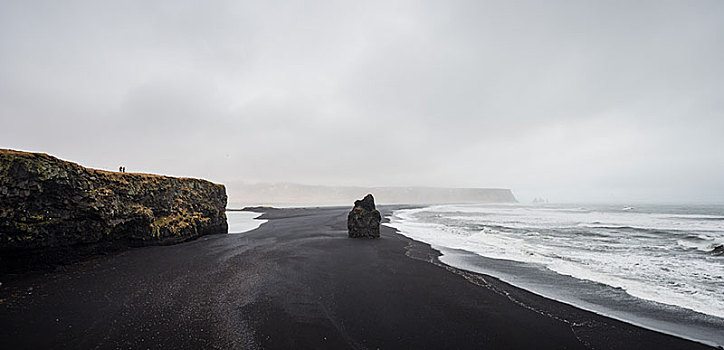 黑色,沙滩,坏天气,海滩,南,冰岛,欧洲
