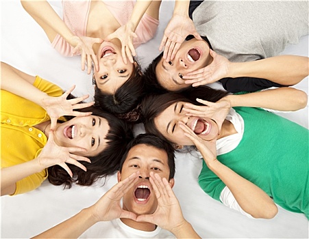 群體,年輕,東方人,叫